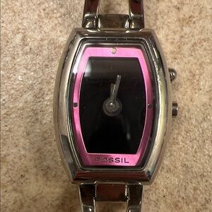 Fossil Women's Silver and Pink Watch